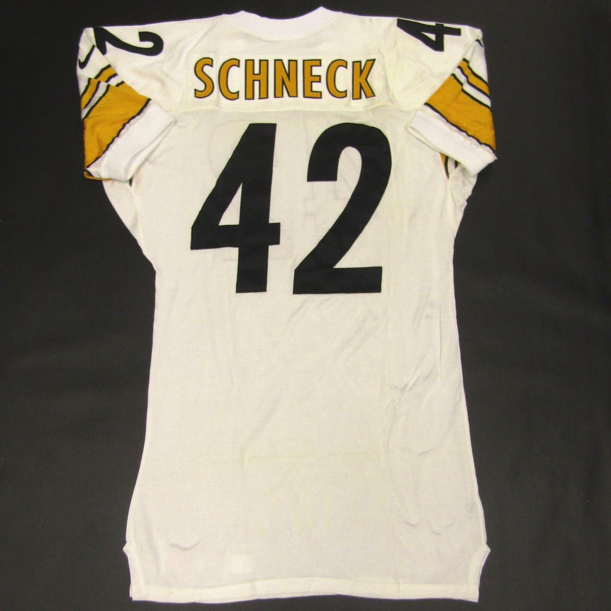 Pittsburgh Steelers #42 Mike Schneck Team Issued 1999 Away Jersey