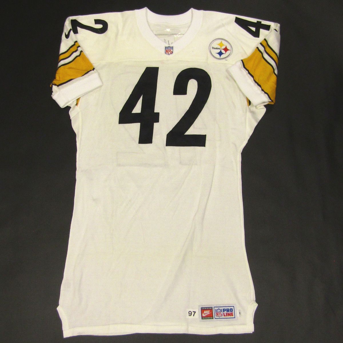 Pittsburgh Steelers #42 Mike Schneck Team Issued 1999 Away Jersey