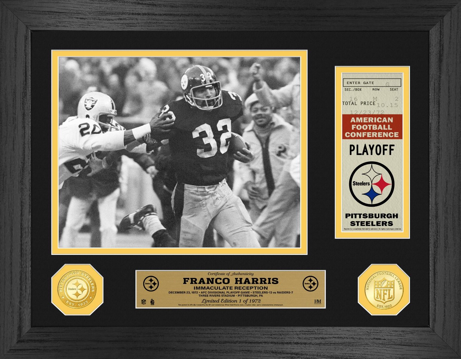 Pittsburgh Steelers #32 Franco Harris Immaculate Reception 50th Anniversary Ticket Photo Mint