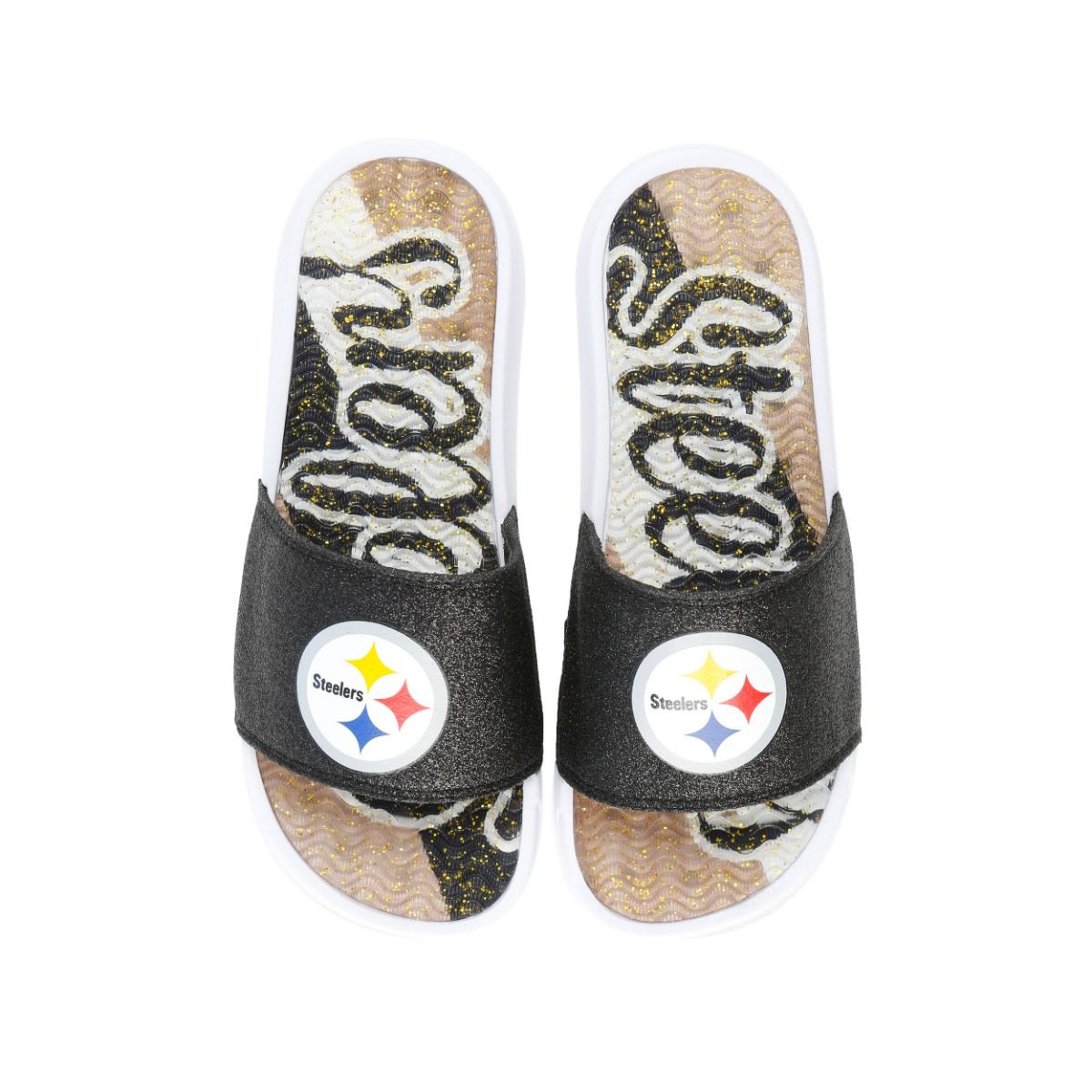 Pittsburgh Steelers Women's Glitter Gel Slides 7 Pittsburgh Steelers Women's Glitter Gel Slides