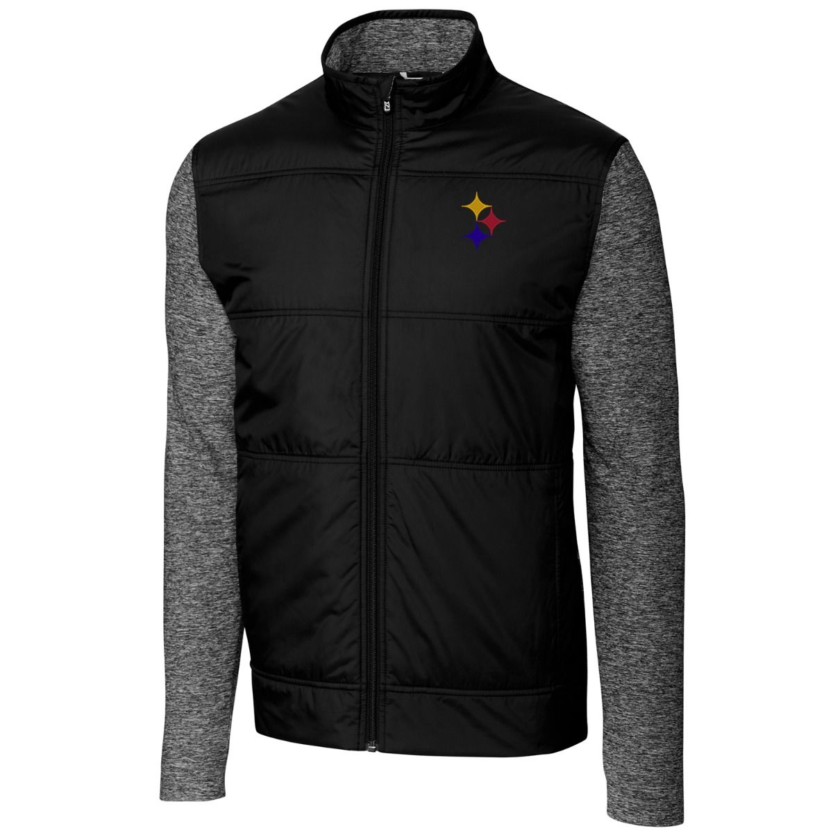 Pittsburgh Steelers Men's Cutter & Buck Stealth Hybrid Quilted Full Zip Jacket 1 Pittsburgh Steelers Men's Cutter & Buck Stealth Hybrid Quilted Full Zip Jacket