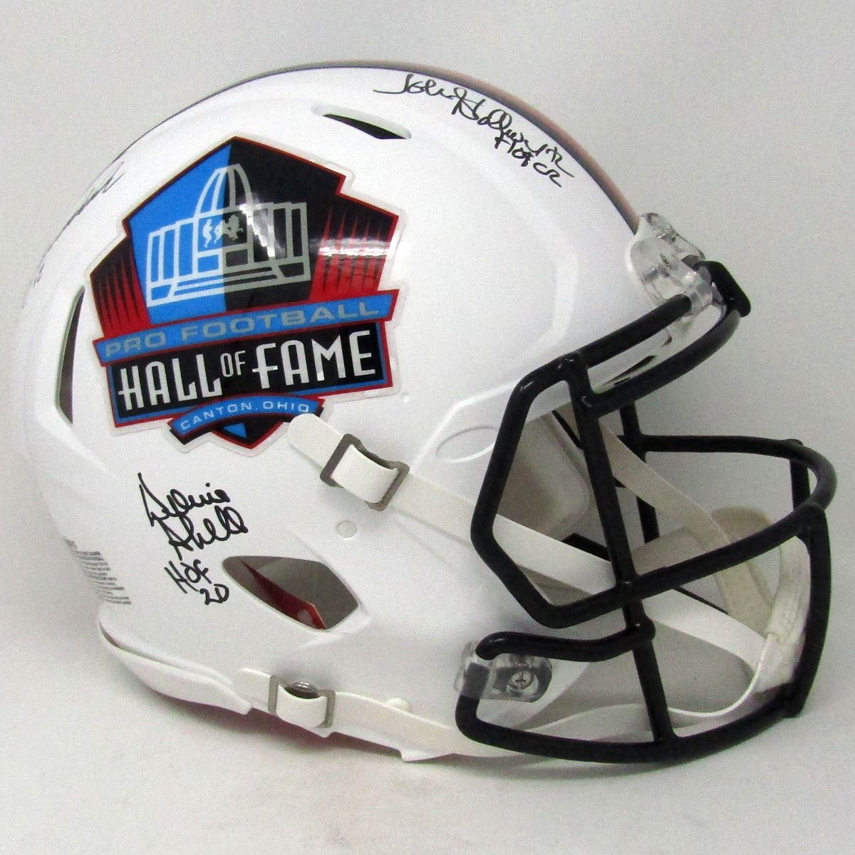 Pittsburgh Steelers #12 Terry Bradshaw, #82 John Stallworth & #31 Donnie Shell Autographed Riddell Authentic Hall of Fame Full-Size Helmet