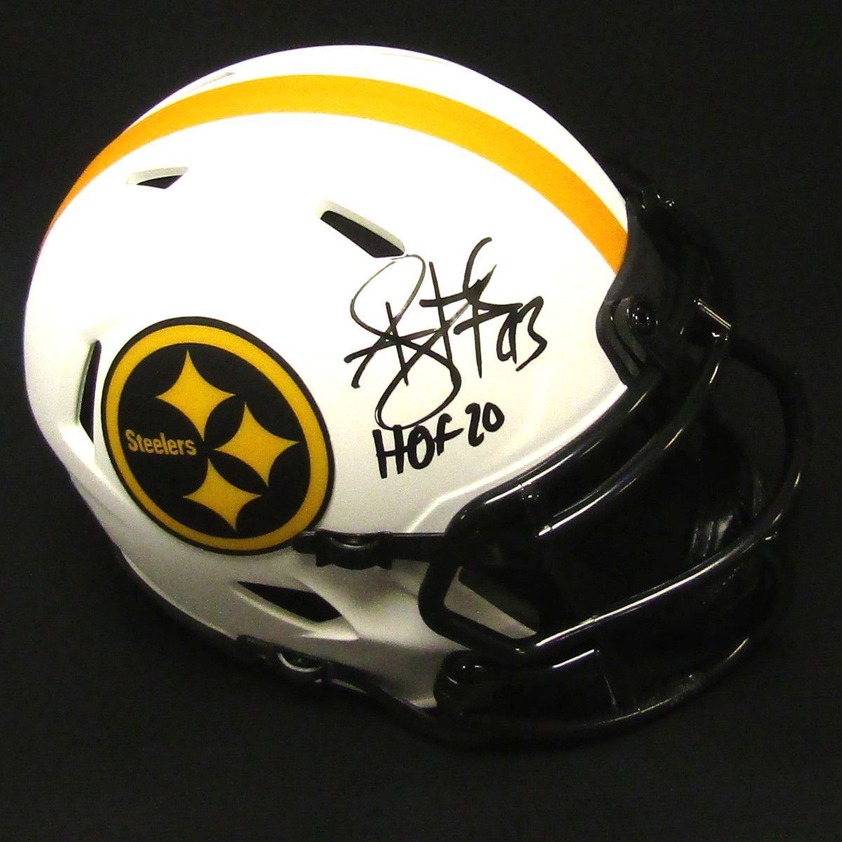 Pittsburgh Steelers #43 Troy Polamalu Autographed Riddell Lunar Eclipse Speed Mini Helmet 1 Pittsburgh Steelers #43 Troy Polamalu Autographed Riddell Lunar Eclipse Speed Mini Helmet