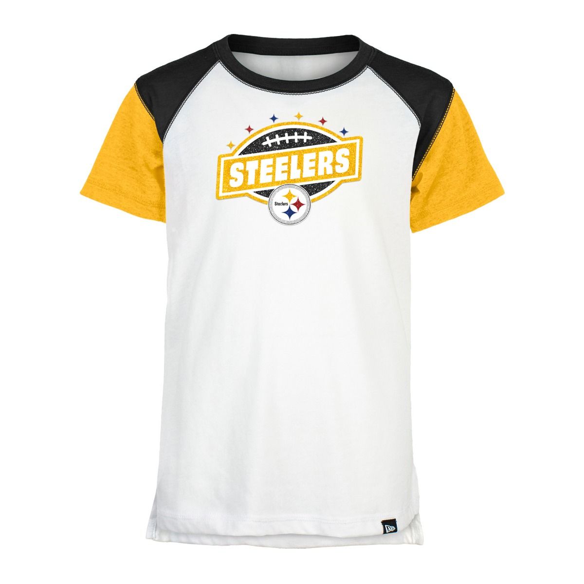 Pittsburgh Steelers Girl's New Era Colorblock Football Short Sleeve T-Shirt 6 Pittsburgh Steelers Girl's New Era Colorblock Football Short Sleeve T-Shirt
