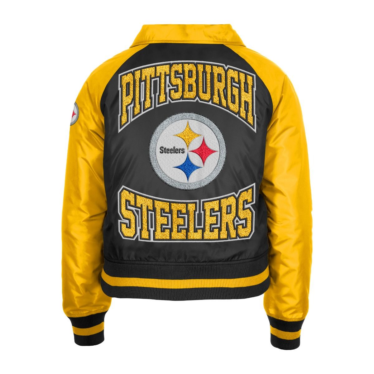 Pittsburgh Steelers Women's New Era Sherpa Lined Vintage Nylon Jacket 2 Pittsburgh Steelers Women's New Era Sherpa Lined Vintage Nylon Jacket