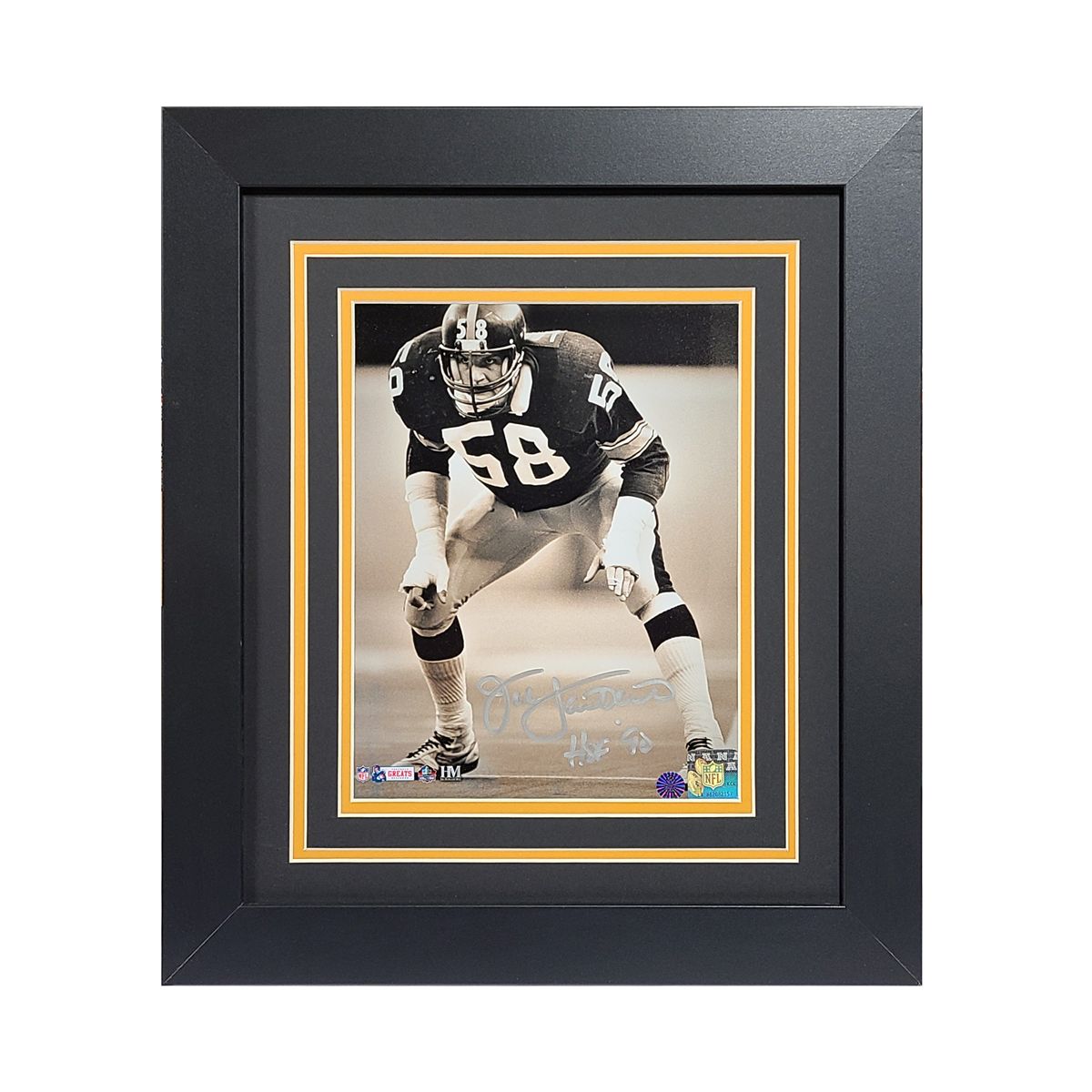 Pittsburgh Steelers #58 Jack Lambert Black and White Stance Signed Framed 8x10 Photo