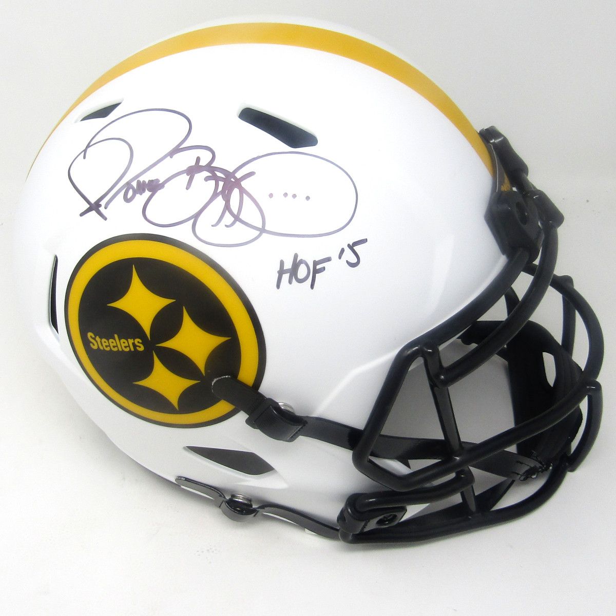 Pittsburgh Steelers #36 Jerome Bettis Autographed Riddell Lunar Eclipse Speed Replica Full-Size Helmet 2 Pittsburgh Steelers #36 Jerome Bettis Autographed Riddell Lunar Eclipse Speed Replica Full-Size Helmet