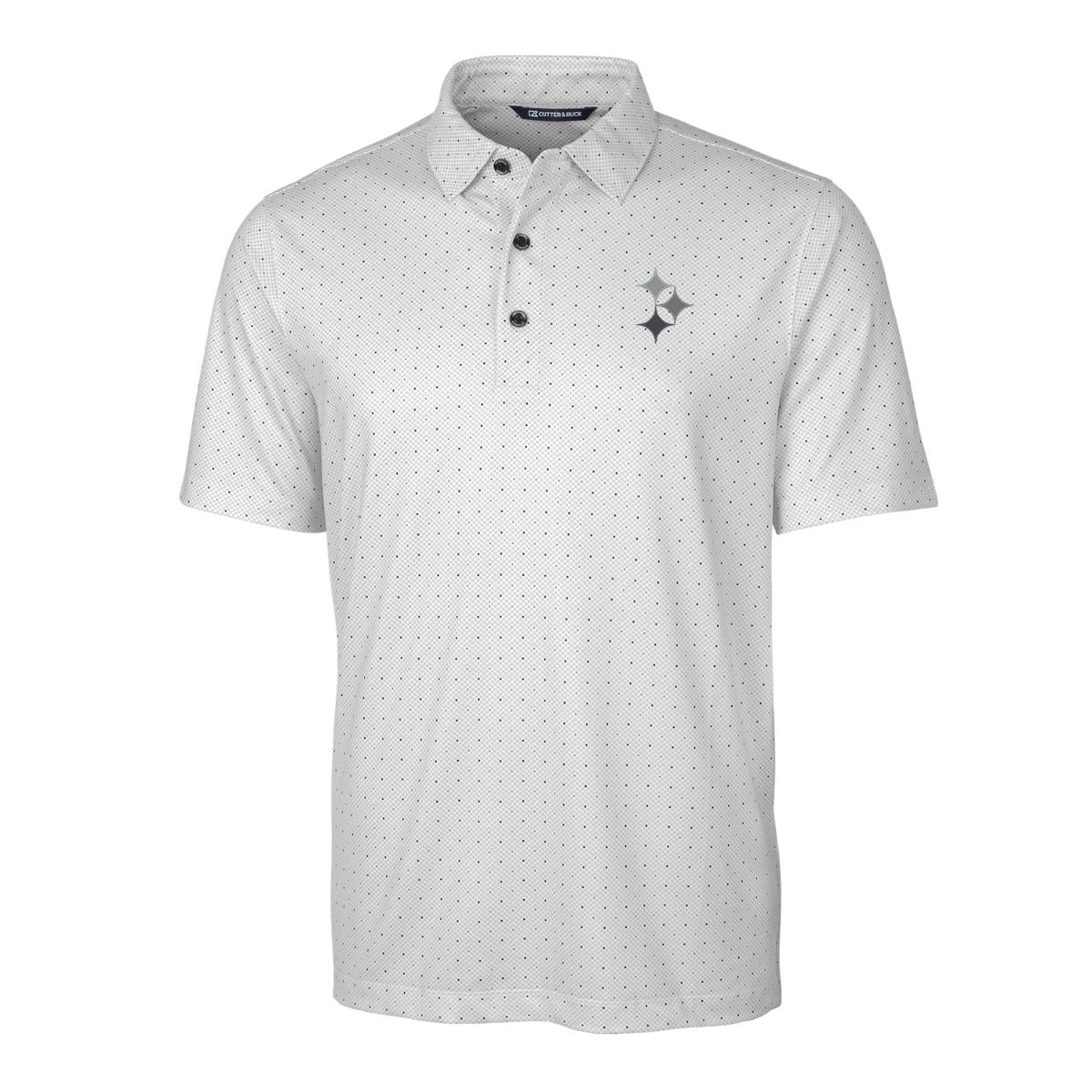 Pittsburgh Steelers Men's Cutter & Buck Pike Double Dot Hypo White Polo 2 Pittsburgh Steelers Men's Cutter & Buck Pike Double Dot Hypo White Polo
