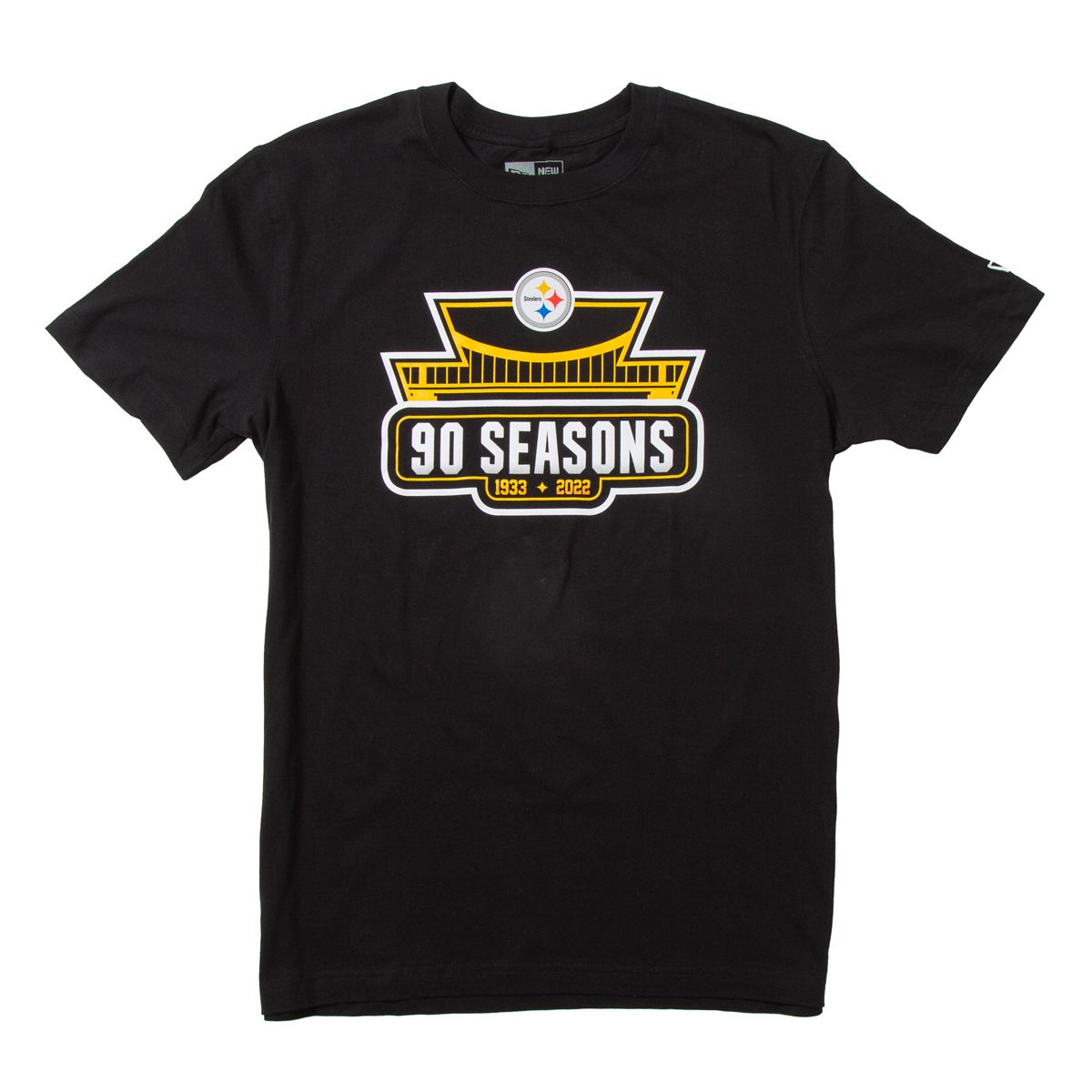 Pittsburgh Steelers Men's 90th Season Logo Short Sleeve Black T-Shirt