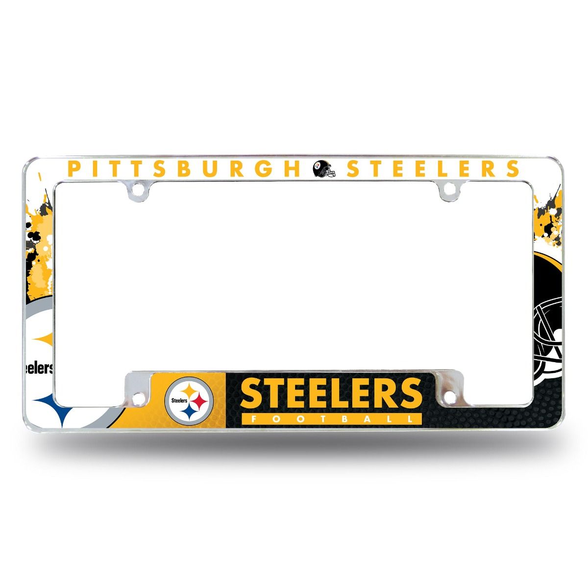 Pittsburgh Steelers All Over Chrome License Plate Frame 2 Pittsburgh Steelers All Over Chrome License Plate Frame