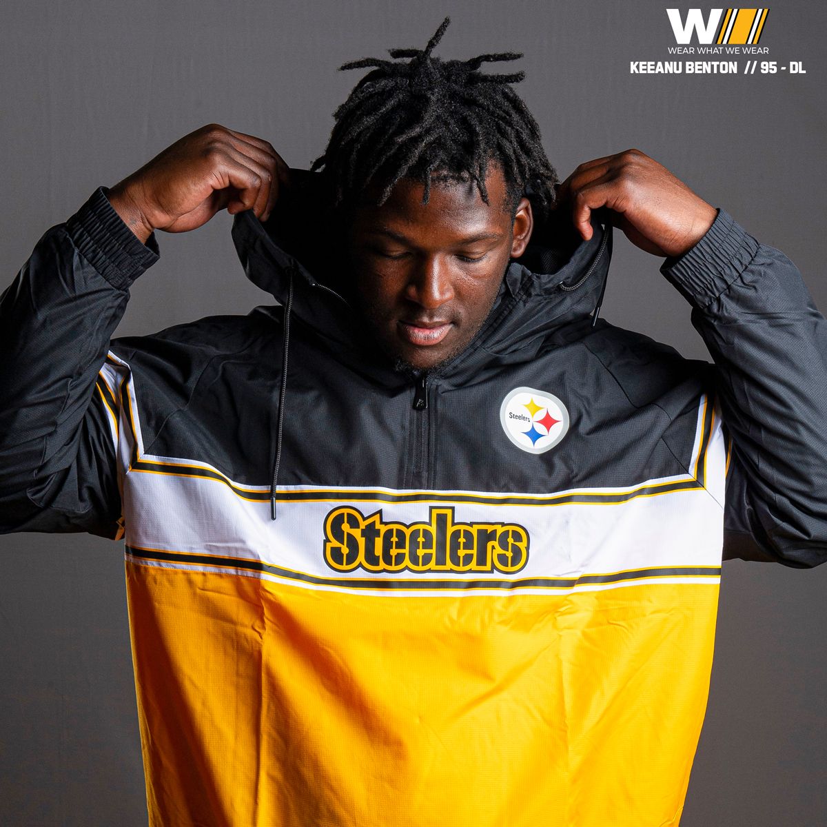 Pittsburgh Steelers Men's New Era Wordmark 1/2 Zip Lightweight Jacket