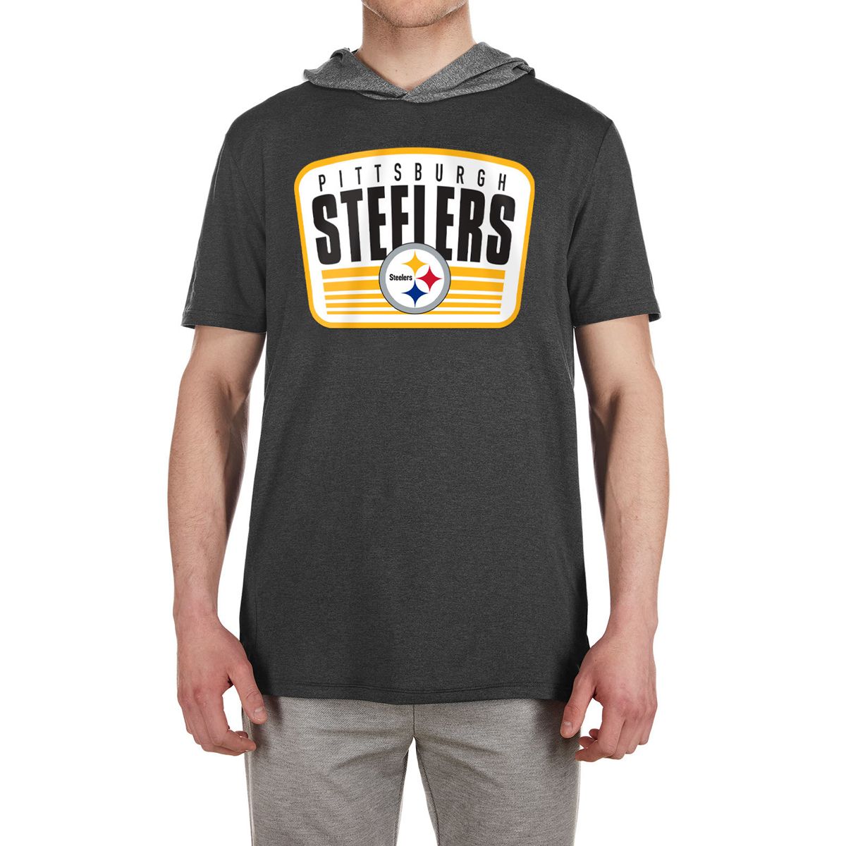 Pittsburgh Steelers Men's New Era Active Hooded Short Sleeve T-Shirt 1 Pittsburgh Steelers Men's New Era Active Hooded Short Sleeve T-Shirt