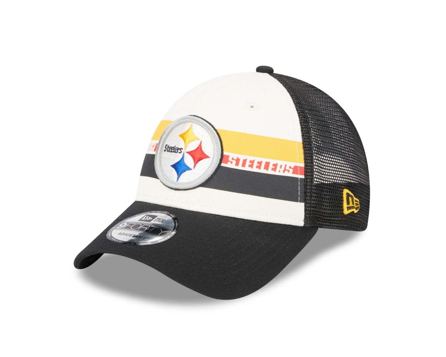 Pittsburgh Steelers New Era 9FORTY Team Stripes Trucker Hat 7 Pittsburgh Steelers New Era 9FORTY Team Stripes Trucker Hat