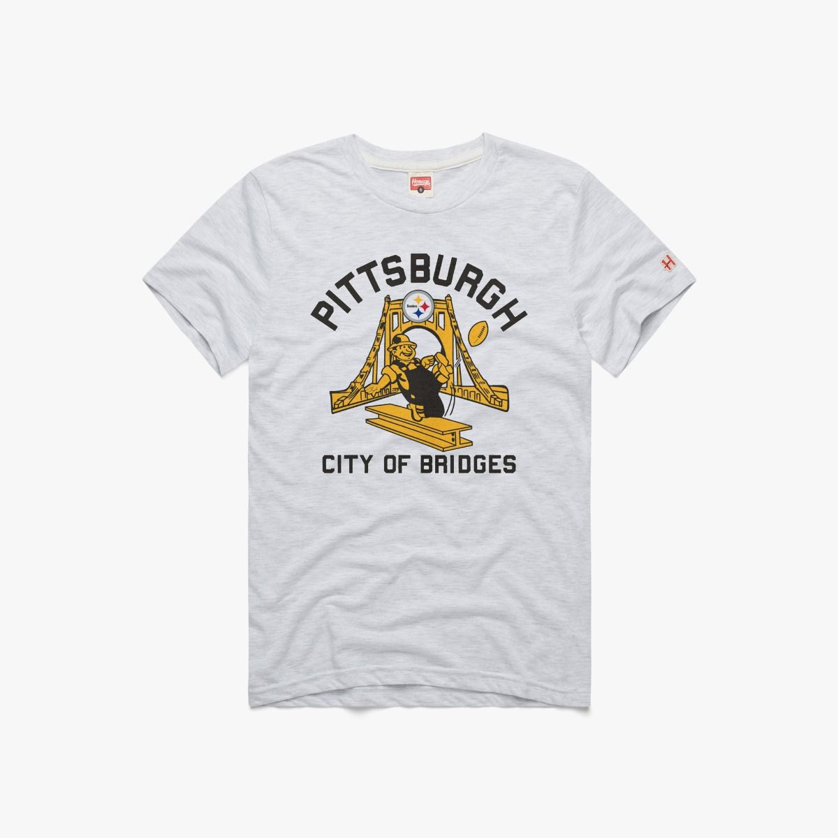 Pittsburgh Steelers Homage Steely McBeam City of Bridges Short Sleeve T-Shirt 1 Pittsburgh Steelers Homage Steely McBeam City of Bridges Short Sleeve T-Shirt