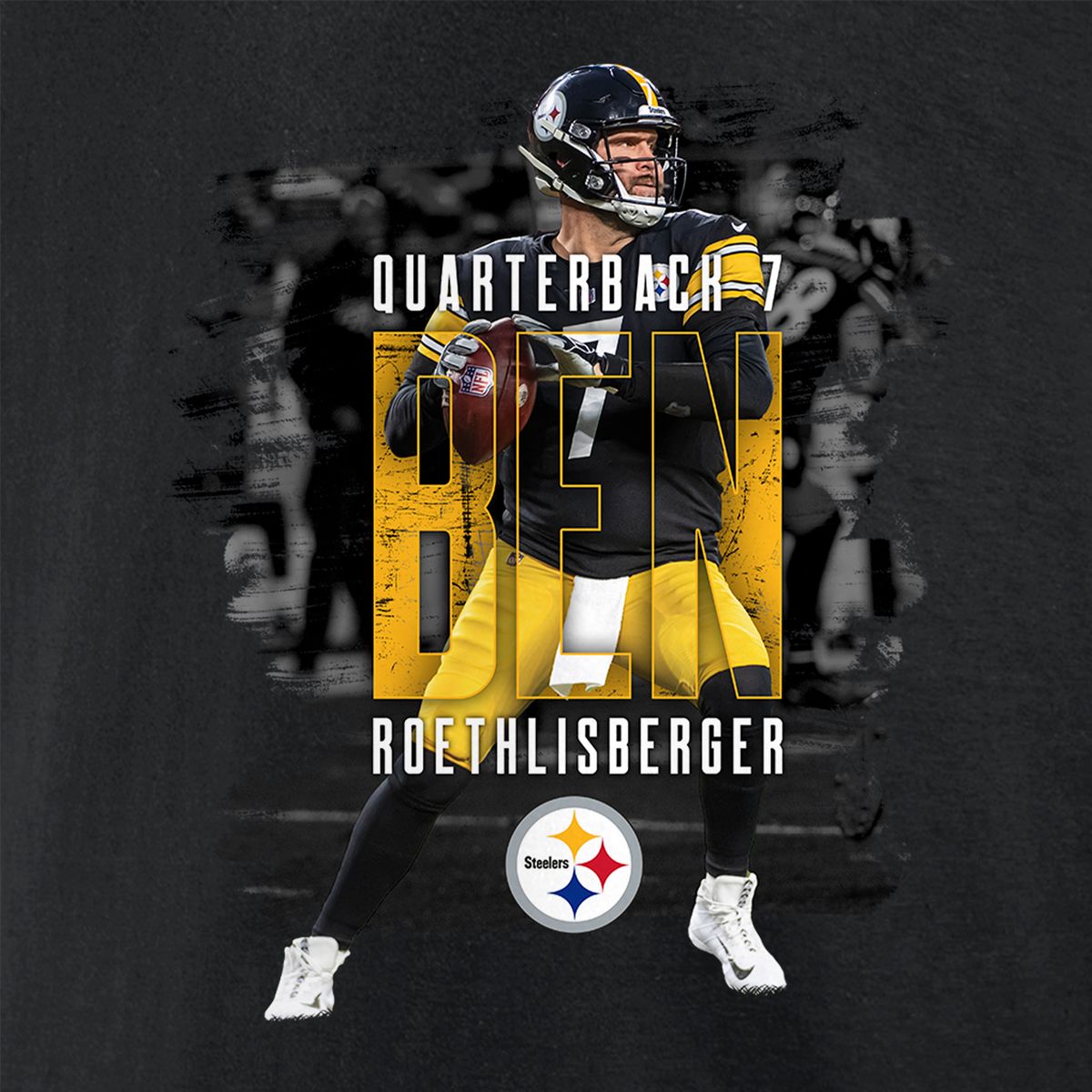 Pittsburgh Steelers #7 Ben Roethlisberger Stats Short Sleeve T-Shirt 4 Pittsburgh Steelers #7 Ben Roethlisberger Stats Short Sleeve T-Shirt