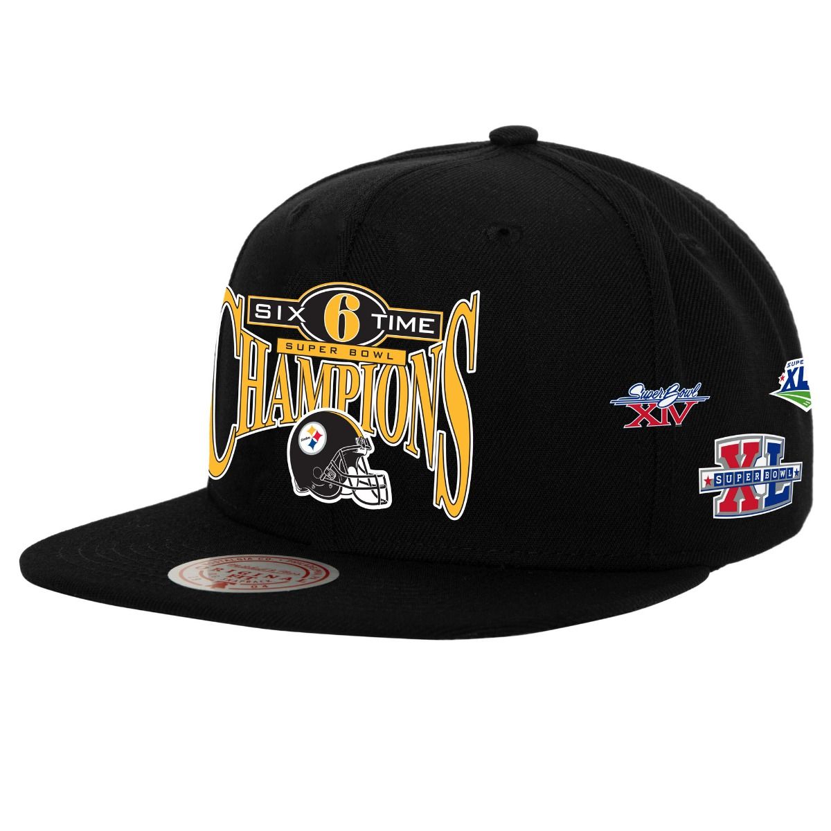 Pittsburgh Steelers Men's Mitchell & Ness Snapback 6-Time Champions Hat 3 Pittsburgh Steelers Men's Mitchell & Ness Snapback 6-Time Champions Hat