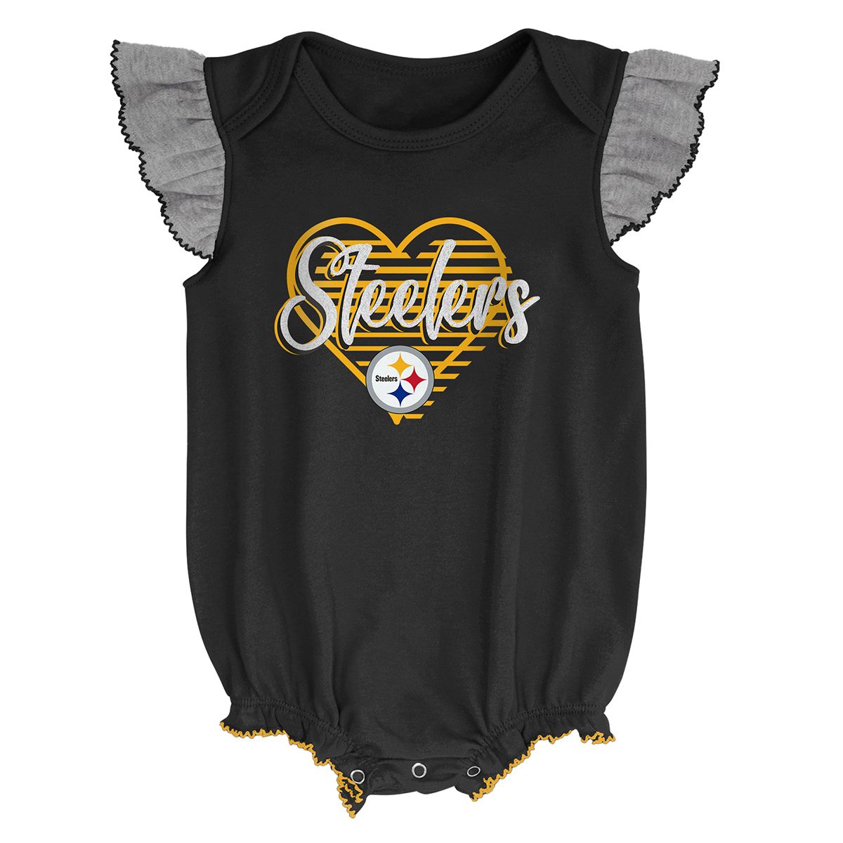 Pittsburgh Steelers Infant Girl's All the Love Short Sleeve Creeper and Bib Set