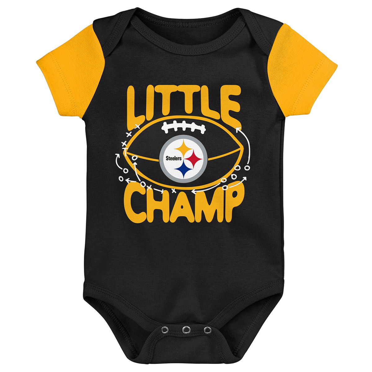 Pittsburgh Steelers Infant Little Champ Short Sleeve Creeper & Bib Set 2 Pittsburgh Steelers Infant Little Champ Short Sleeve Creeper & Bib Set