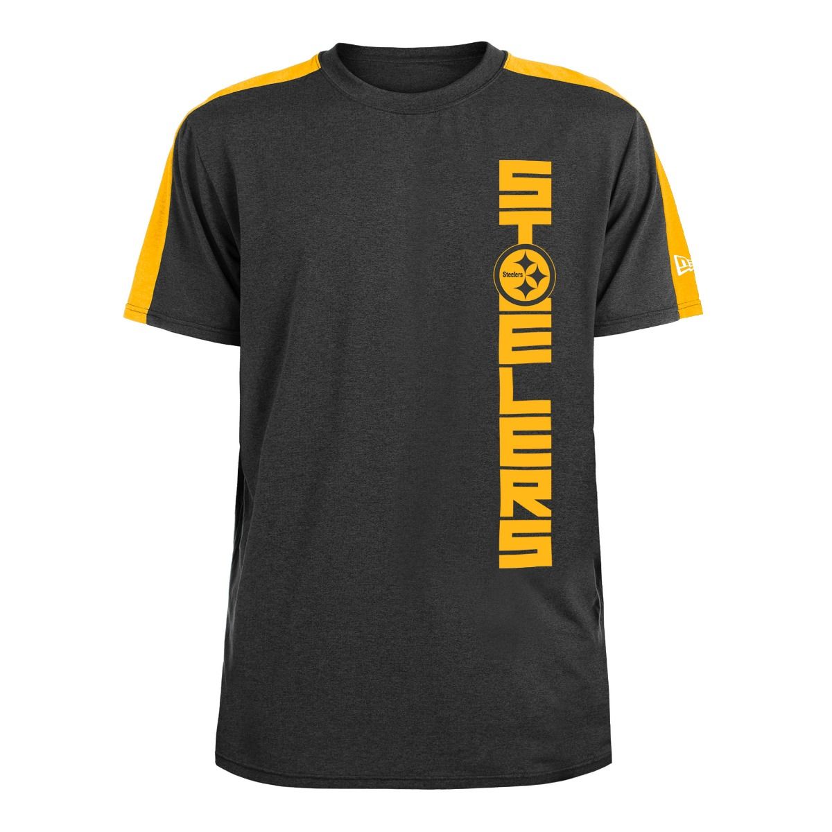 Pittsburgh Steelers Men's New Era Color Rush Shoulder Insert Performance Short Sleeve T-Shirt 2 Pittsburgh Steelers Men's New Era Color Rush Shoulder Insert Performance Short Sleeve T-Shirt