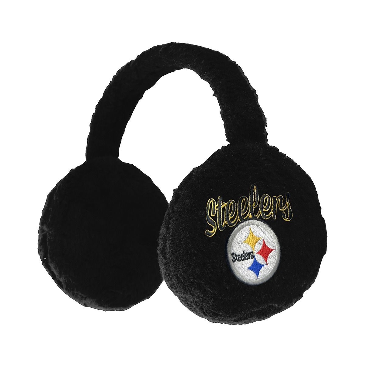 Pittsburgh Steelers Big Logo Fuzzy Black Earmuffs 2 Pittsburgh Steelers Big Logo Fuzzy Black Earmuffs