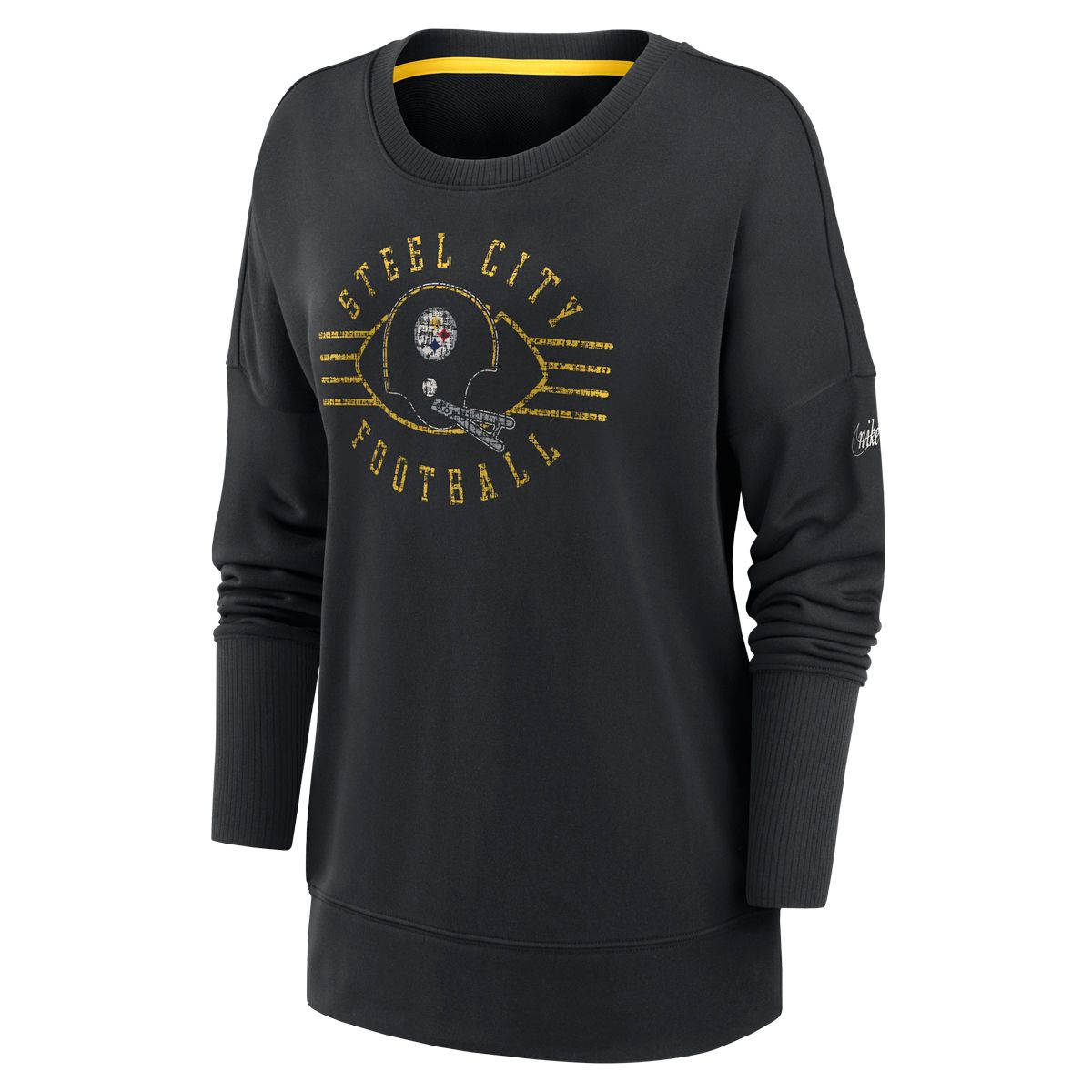 Pittsburgh Steelers Women's Nike Dri-FIT Drop Shoulder Fleece Crew 2 Pittsburgh Steelers Women's Nike Dri-FIT Drop Shoulder Fleece Crew