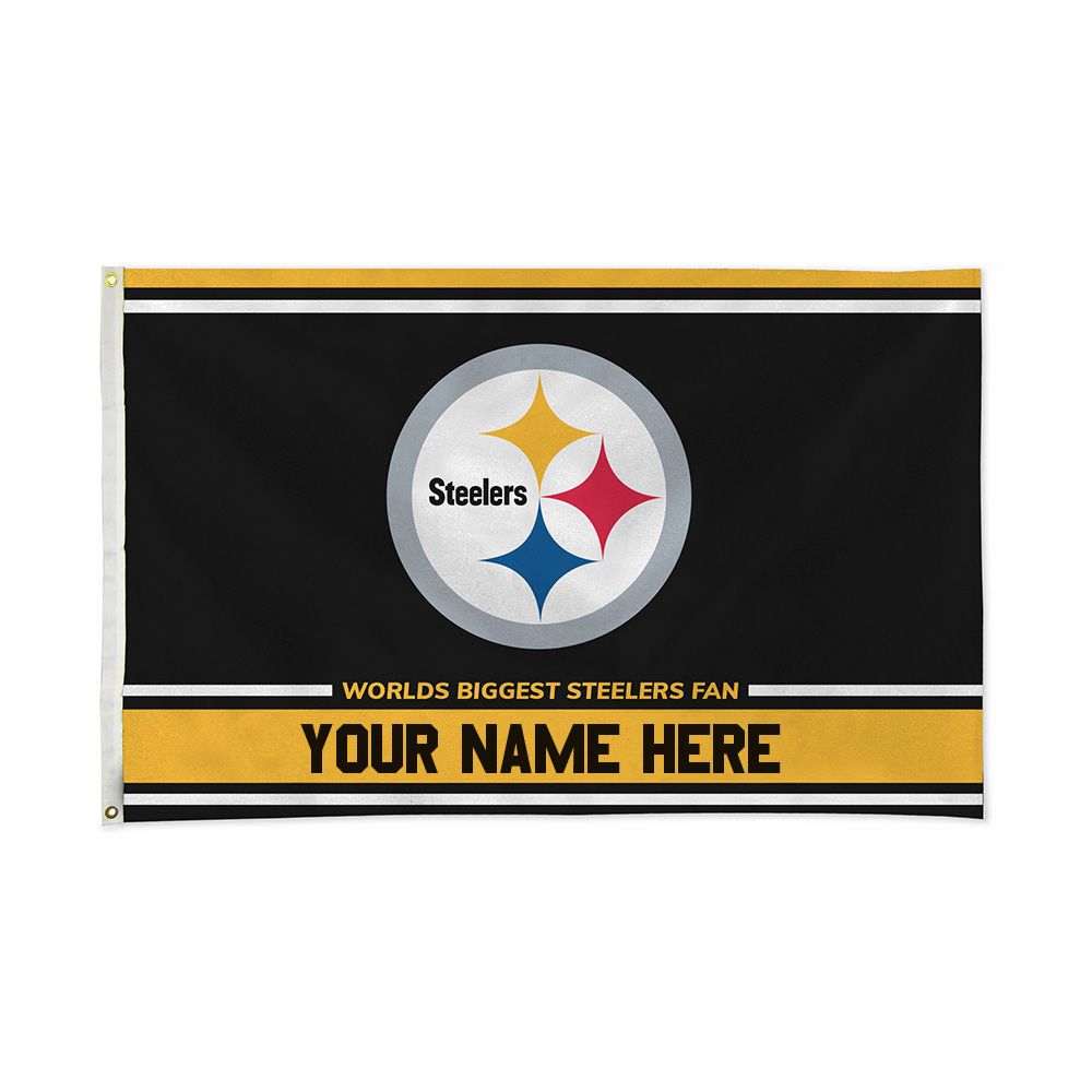 Pittsburgh Steelers Personalized 3' x 5' World's Biggest Steelers Fan Flag 5 Pittsburgh Steelers Personalized 3' x 5' World's Biggest Steelers Fan Flag