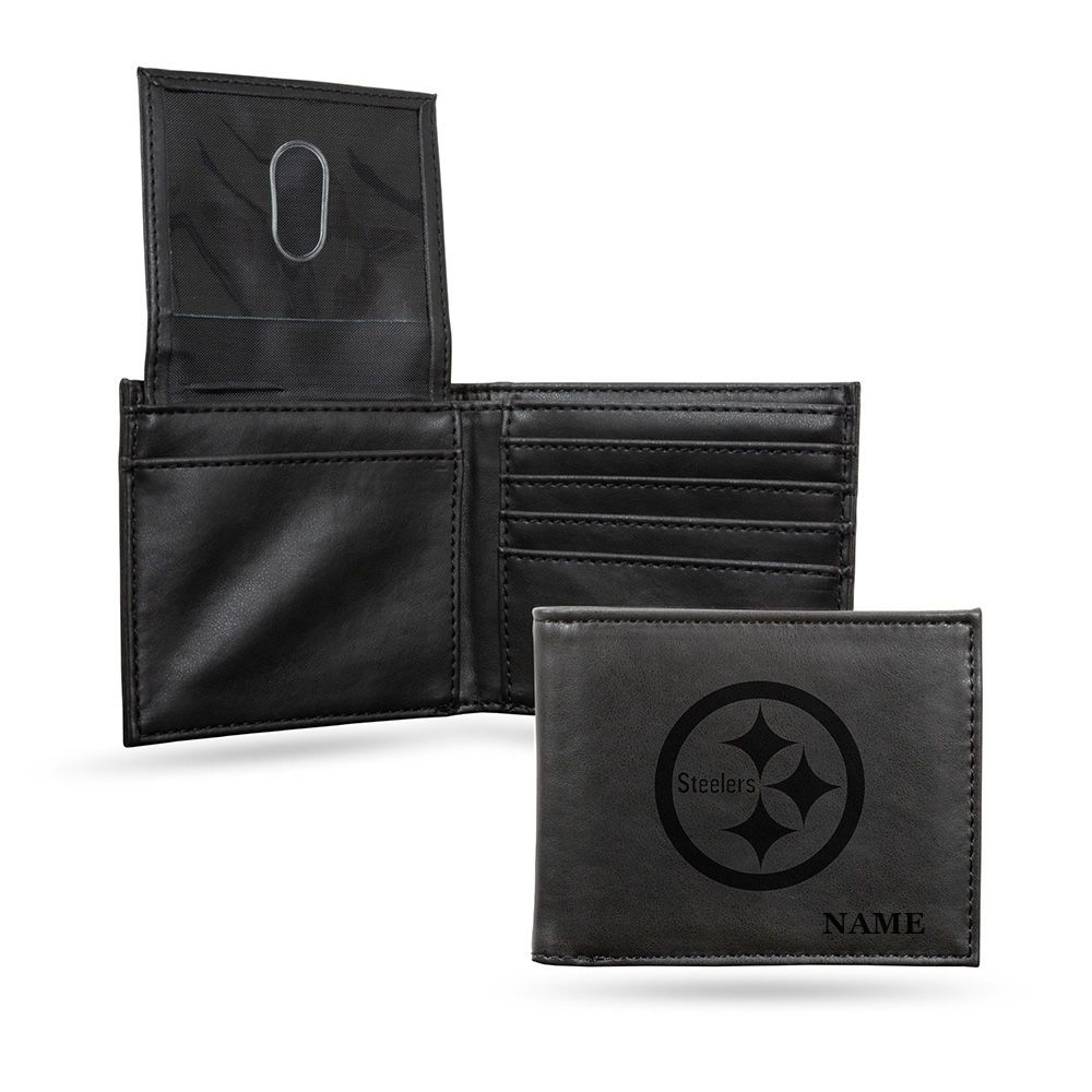 Pittsburgh Steelers Personalized Black Billfold Wallet