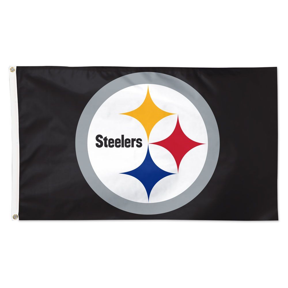Pittsburgh Steelers 3' x 5' Black Circle Logo Flag 5 Pittsburgh Steelers 3' x 5' Black Circle Logo Flag