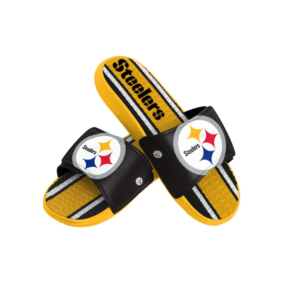 Pittsburgh Steelers Men's Team Stripe Gel Slides 7 Pittsburgh Steelers Men's Team Stripe Gel Slides