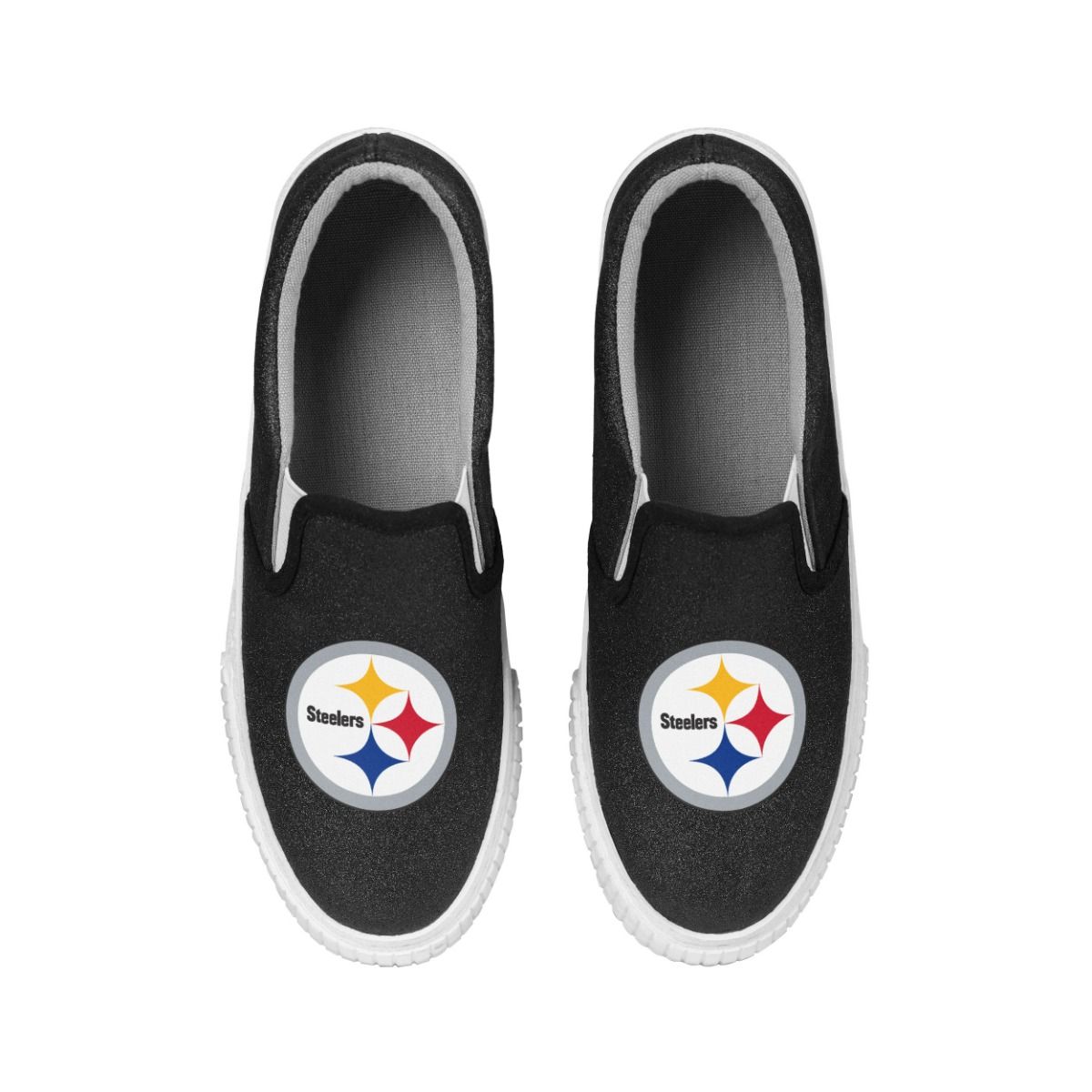 Pittsburgh Steelers Women's Glitter Slip On Canvas Sneaker 2 Pittsburgh Steelers Women's Glitter Slip On Canvas Sneaker