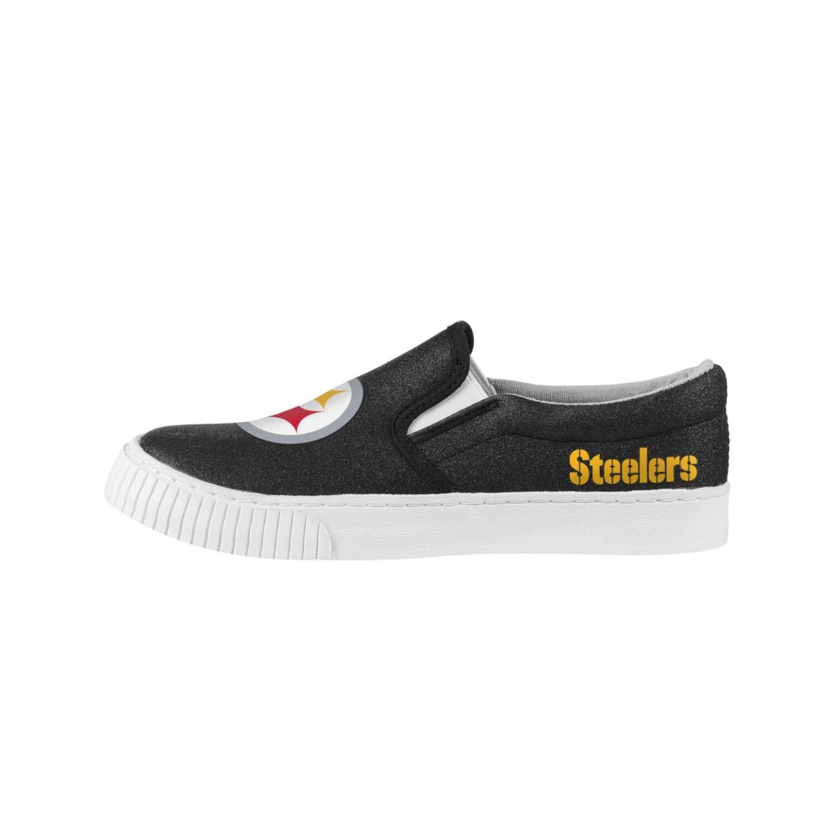 Pittsburgh Steelers Women's Glitter Slip On Canvas Sneaker 3 Pittsburgh Steelers Women's Glitter Slip On Canvas Sneaker