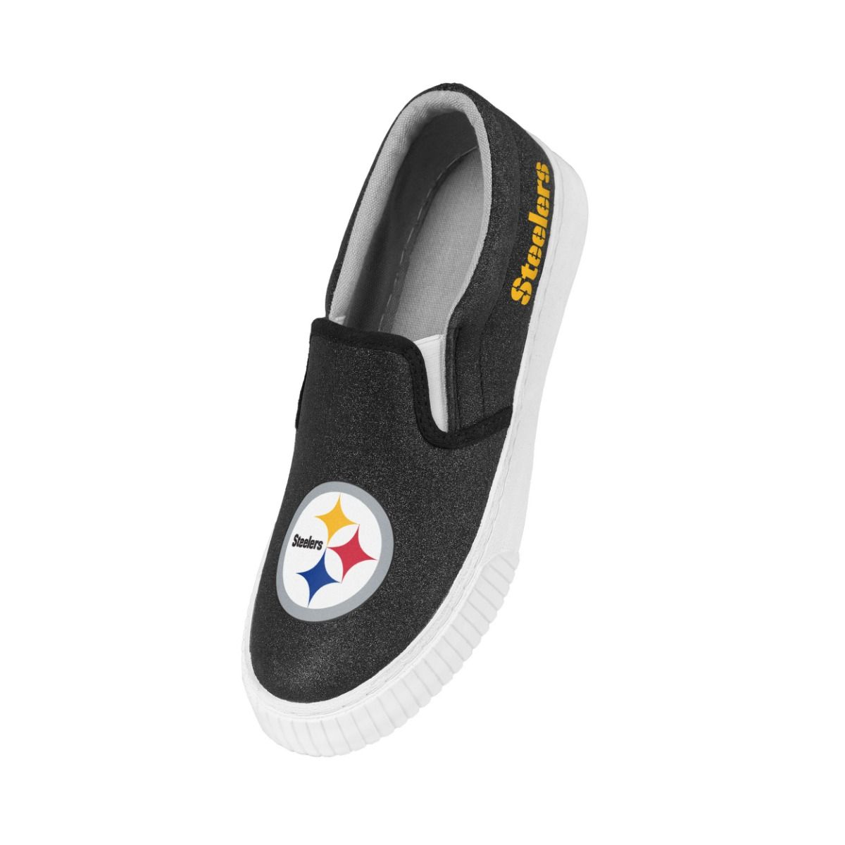 Pittsburgh Steelers Women's Glitter Slip On Canvas Sneaker 4 Pittsburgh Steelers Women's Glitter Slip On Canvas Sneaker