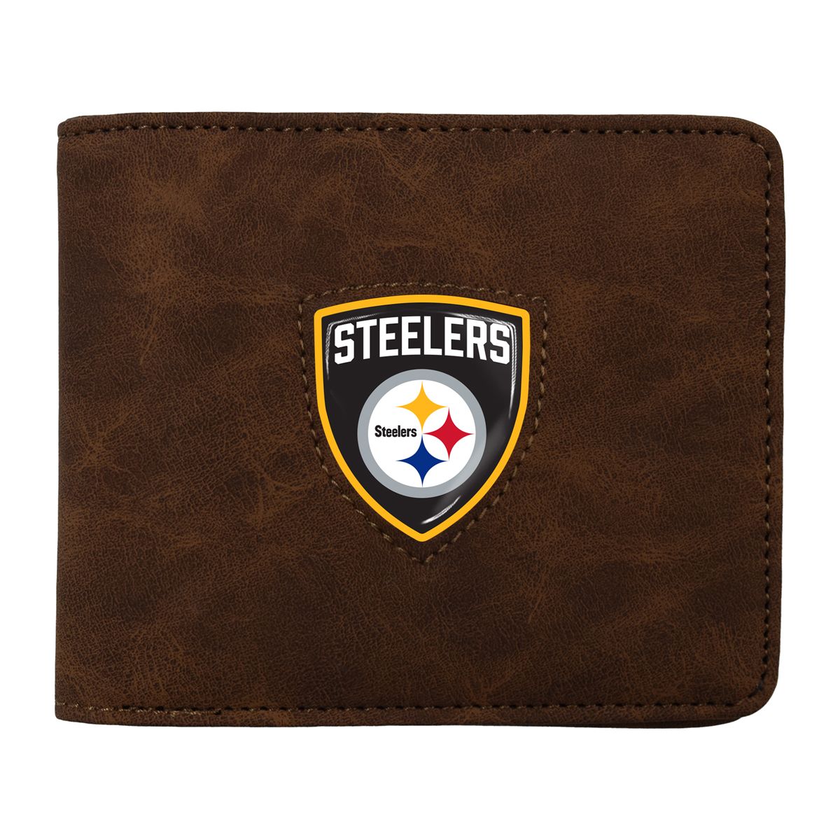 Pittsburgh Steelers Shield Brown Leather Wallet 1 Pittsburgh Steelers Shield Brown Leather Wallet