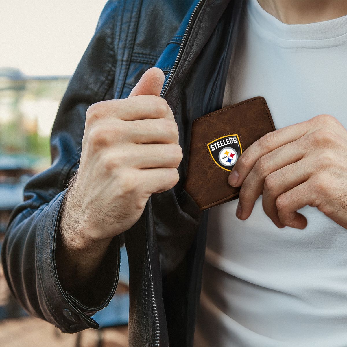 Pittsburgh Steelers Shield Brown Leather Wallet 5 Pittsburgh Steelers Shield Brown Leather Wallet