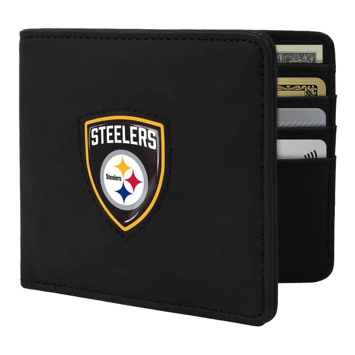 Pittsburgh Steelers Shield Black Leather Wallet