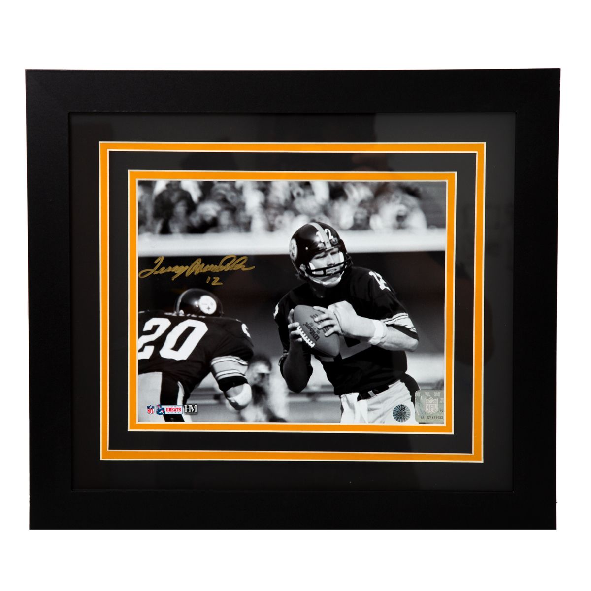 Pittsburgh Steelers #12 Terry Bradshaw Signed Framed Drop Back 8x10 Photo