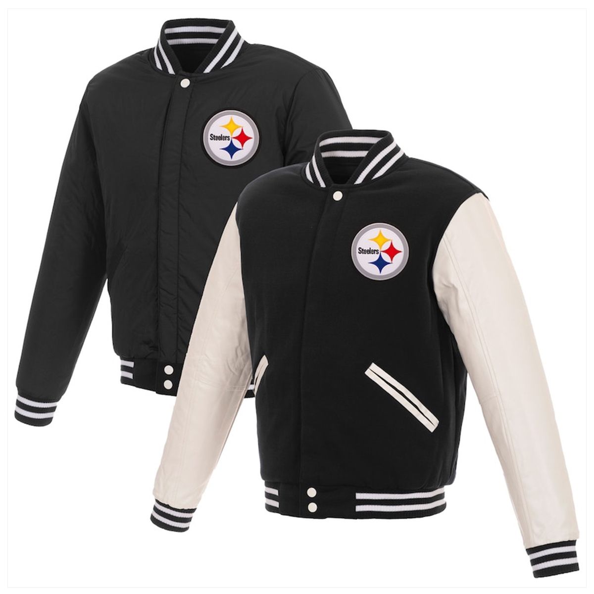 Pittsburgh Steelers Men's Reversible Mediumweight Fleece Jacket 9 Pittsburgh Steelers Men's Reversible Mediumweight Fleece Jacket
