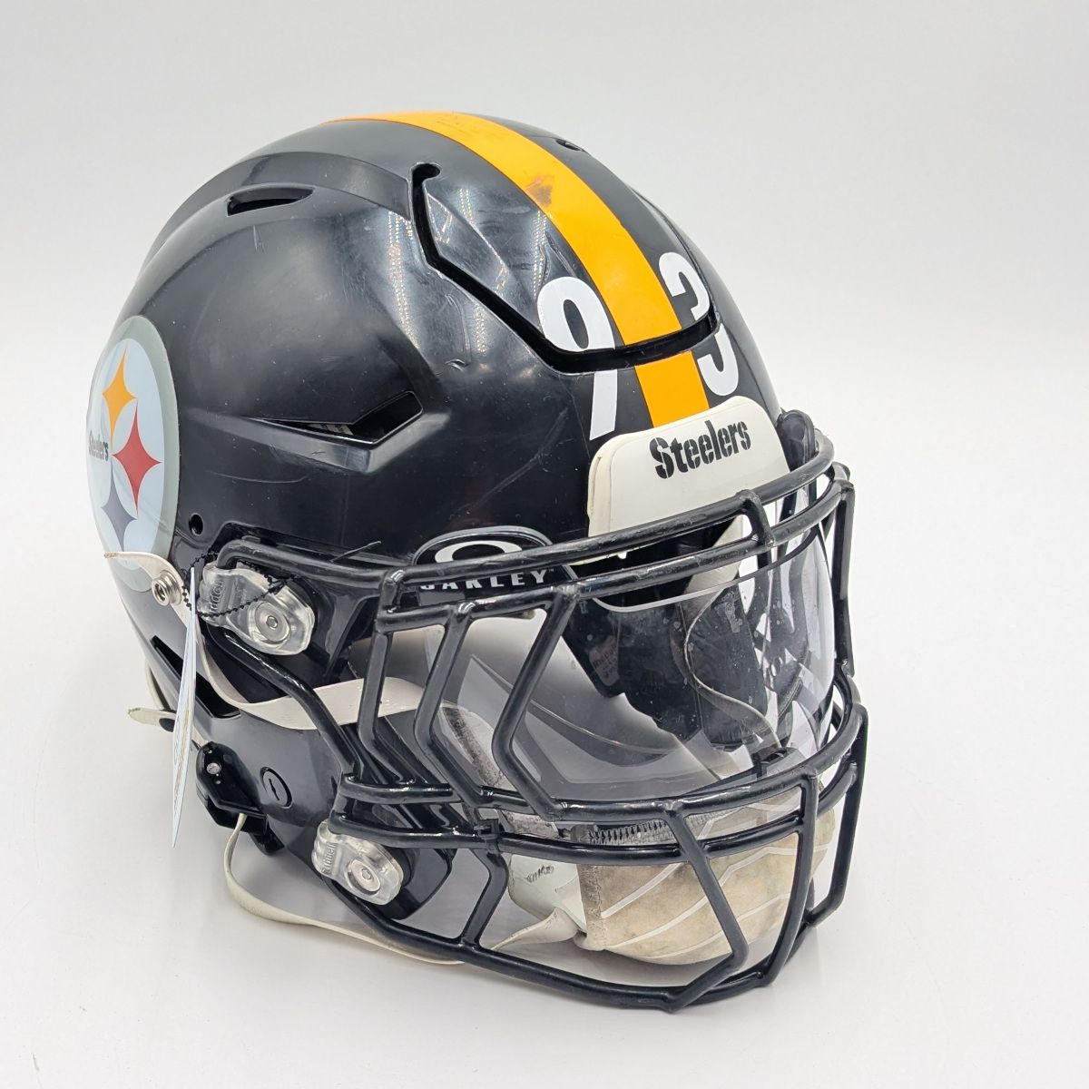 Pittsburgh Steelers #93 Esezi Otomewo 2025 Season Game Used Helmet 1 Pittsburgh Steelers #93 Esezi Otomewo 2025 Season Game Used Helmet