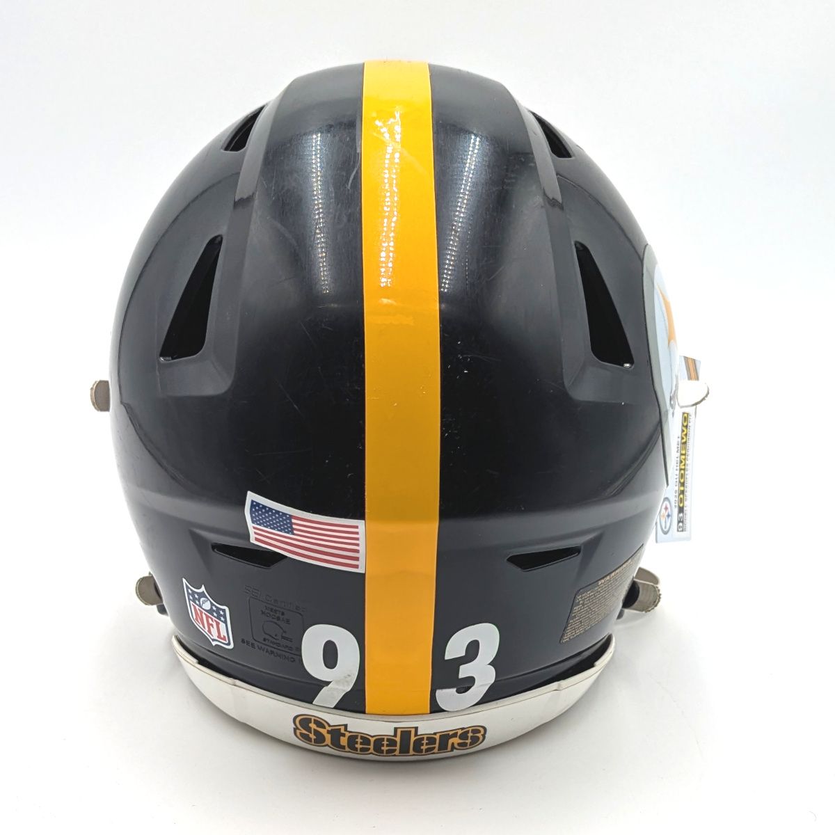 Pittsburgh Steelers #93 Esezi Otomewo 2025 Season Game Used Helmet 2 Pittsburgh Steelers #93 Esezi Otomewo 2025 Season Game Used Helmet