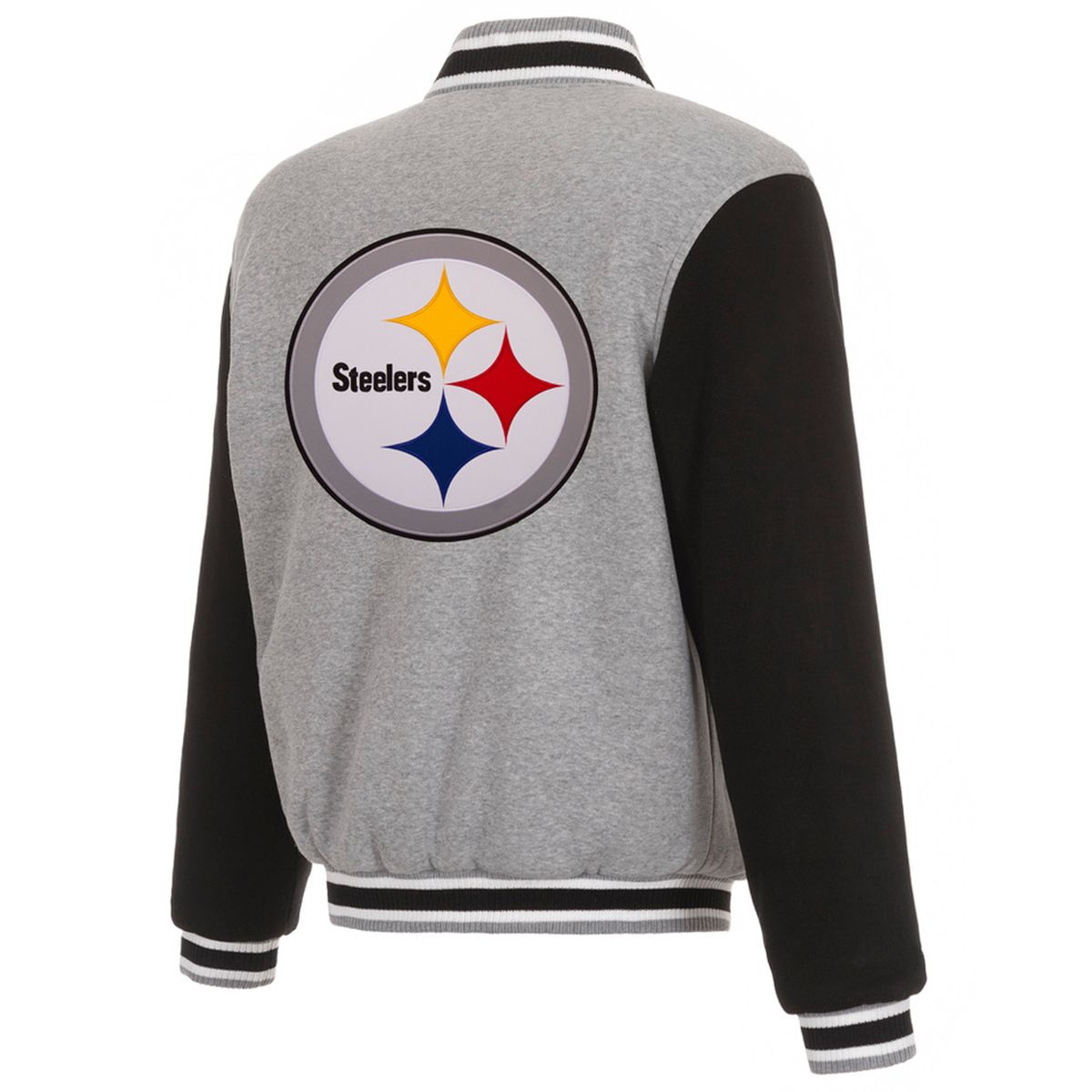 Pittsburgh Steelers Men's Grey Reversible Mediumweight Fleece Jacket 2 Pittsburgh Steelers Men's Grey Reversible Mediumweight Fleece Jacket