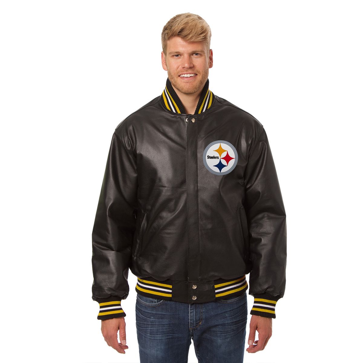 Pittsburgh Steelers Men's Heavyweight Leather Jacket 10 Pittsburgh Steelers Men's Heavyweight Leather Jacket