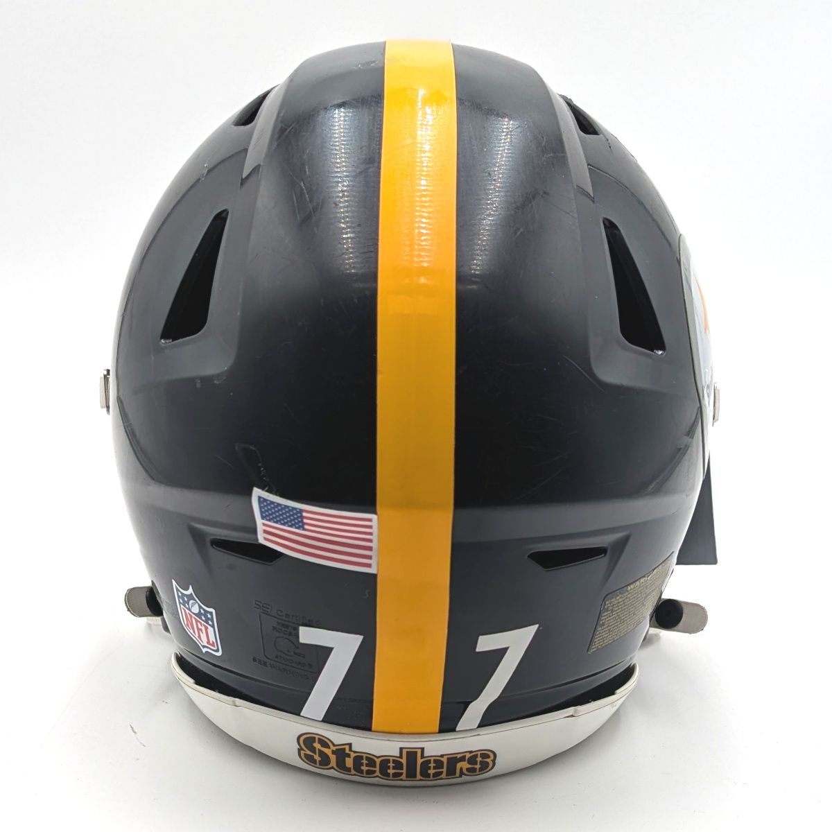 Pittsburgh Steelers #77 Broderick Jones 2025 Season Game Used Helmet 2 Pittsburgh Steelers #77 Broderick Jones 2025 Season Game Used Helmet