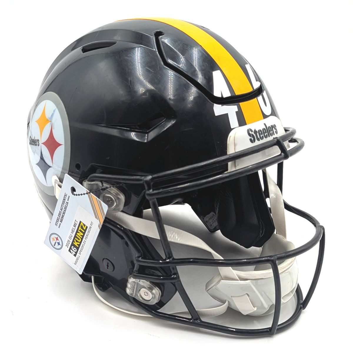 Pittsburgh Steelers #46 Christian Kuntz 2025 Season Game Used Helmet 1 Pittsburgh Steelers #46 Christian Kuntz 2025 Season Game Used Helmet