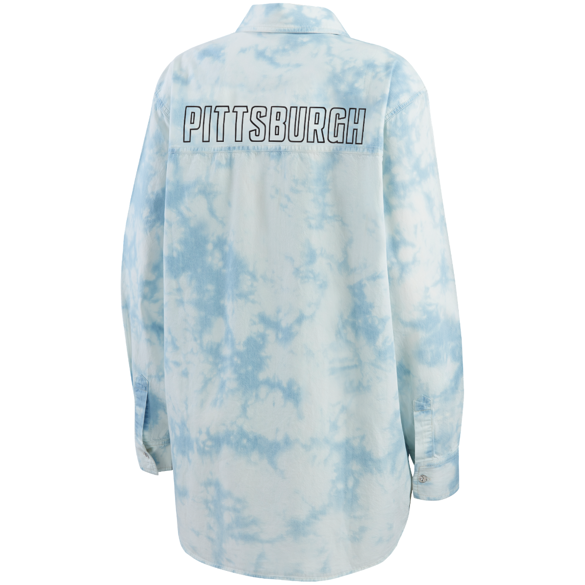 Pittsburgh Steelers Women's Erin Andrews Washed Chambray Button Down Shirt 3 Pittsburgh Steelers Women's Erin Andrews Washed Chambray Button Down Shirt
