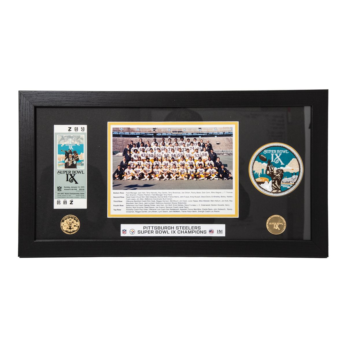 Pittsburgh Steelers Super Bowl IX Framed Memorabilia Collection