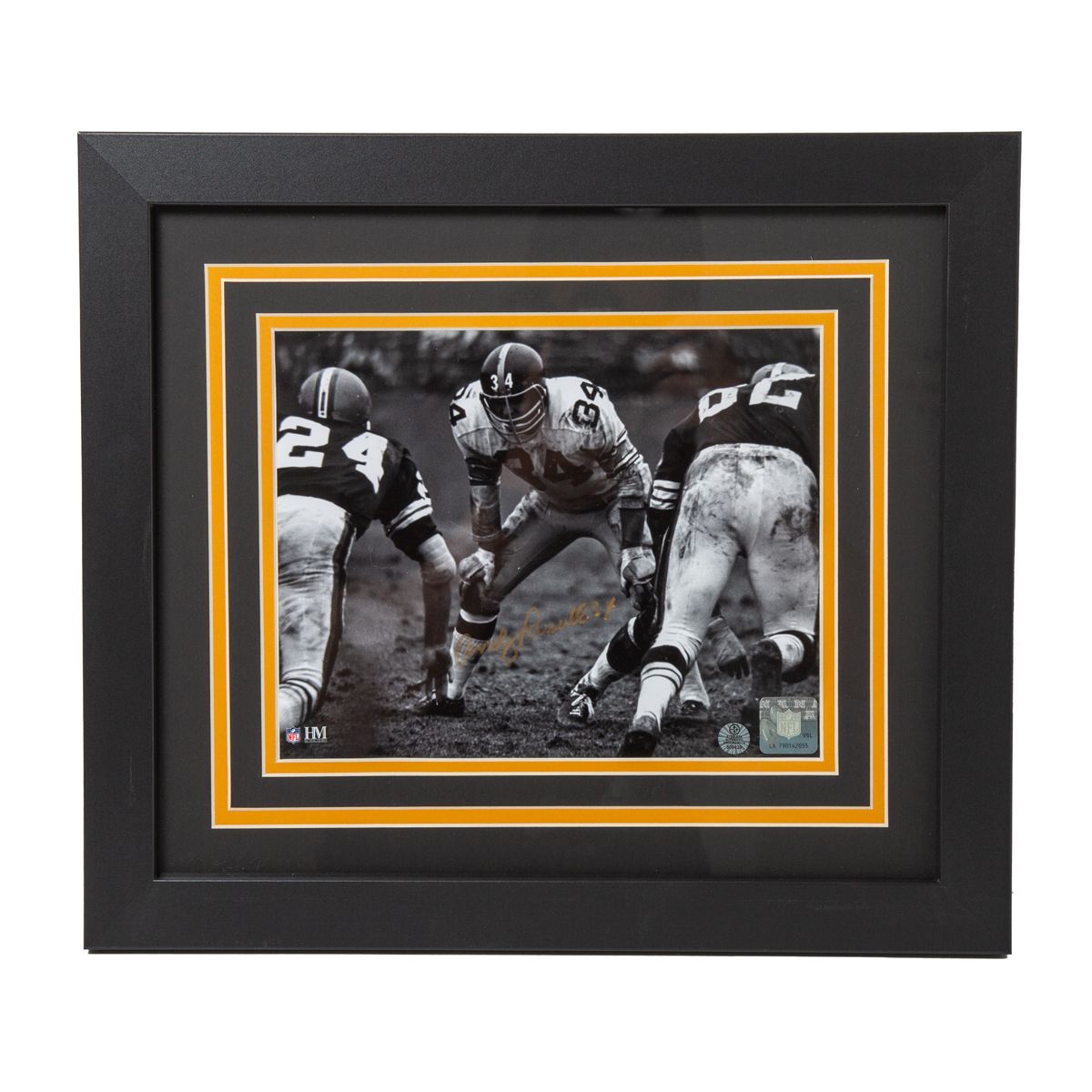 Pittsburgh Steelers #34 Andy Russell Black & White Stance Signed Framed 8x10 Photo