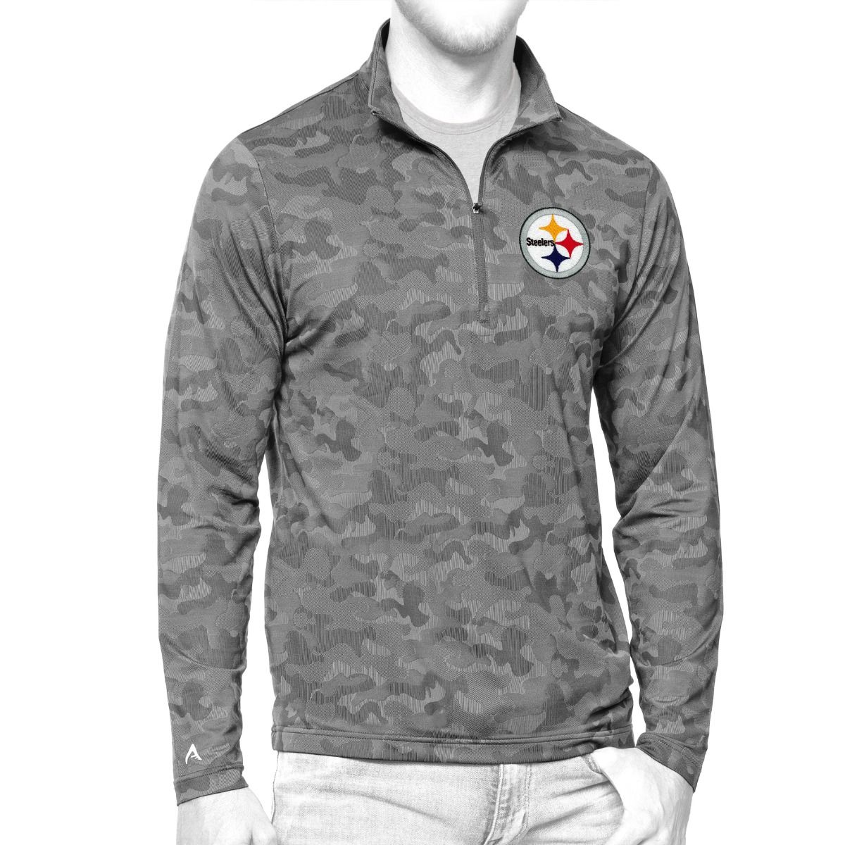 Pittsburgh Steelers Men's Antigua Brigade Camo 1/2 Zip 2 Pittsburgh Steelers Men's Antigua Brigade Camo 1/2 Zip