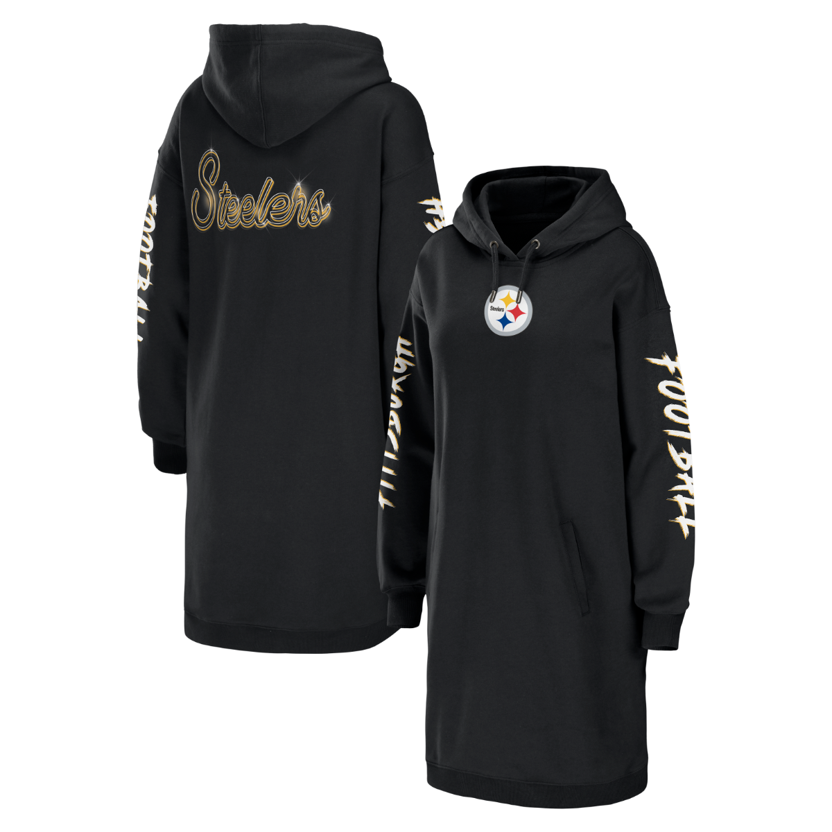 Pittsburgh Steelers Women's Erin Andrews Hoodie Dress 7 Pittsburgh Steelers Women's Erin Andrews Hoodie Dress