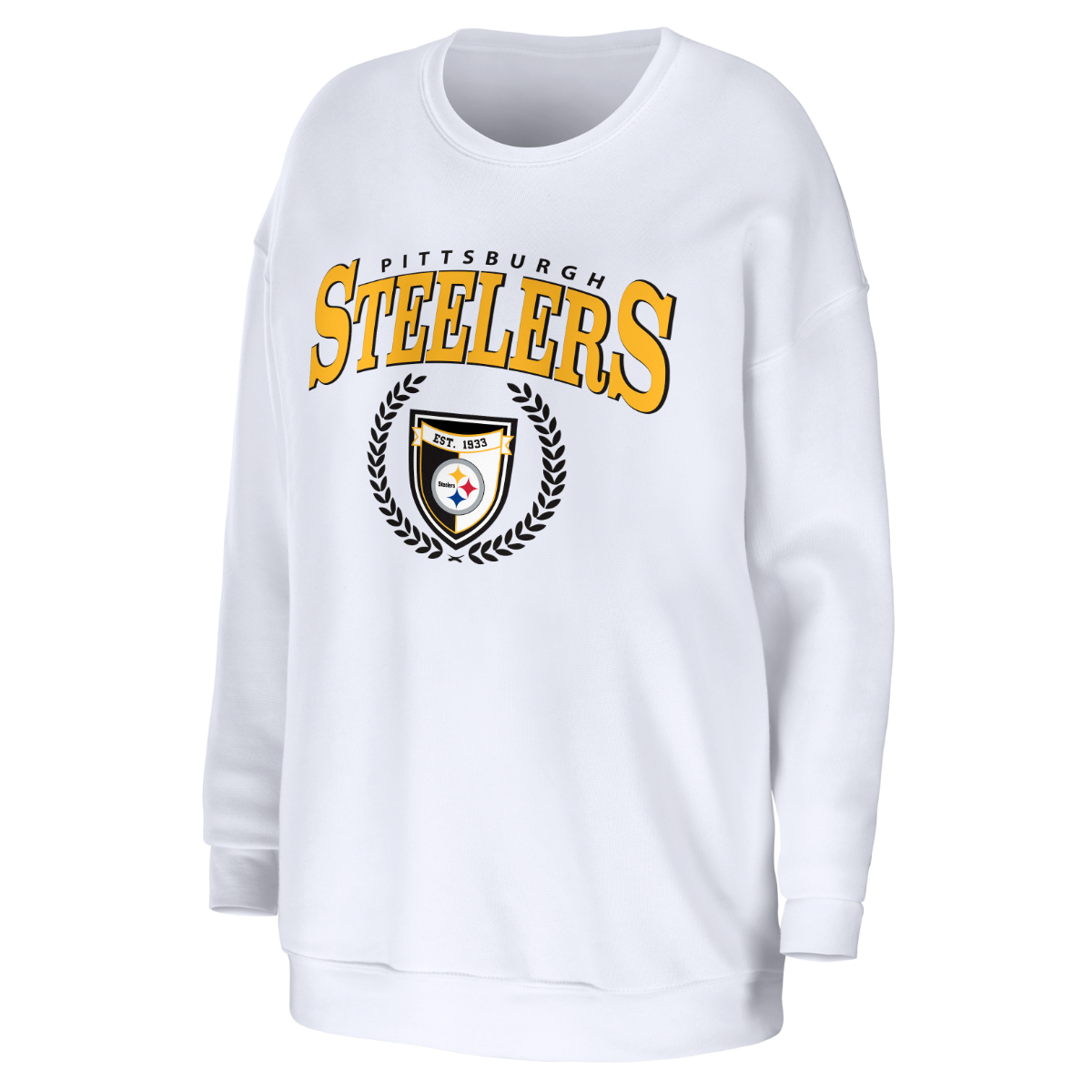 Pittsburgh Steelers Women's Erin Andrews Oversized Sponge Crew Sweatshirt