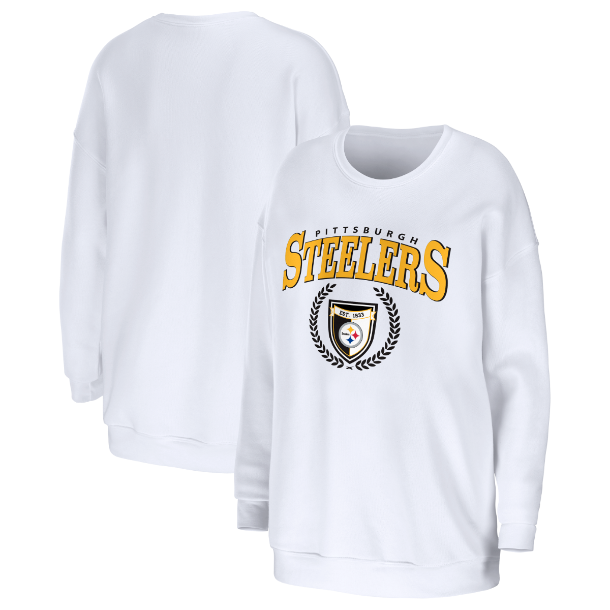 Pittsburgh Steelers Women's Erin Andrews Oversized Sponge Crew Sweatshirt 3 Pittsburgh Steelers Women's Erin Andrews Oversized Sponge Crew Sweatshirt